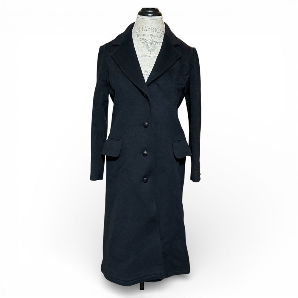 Vintage Larry Levine Women's Long Wool Coat Classic Black Small